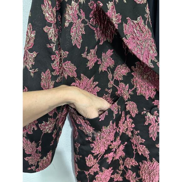 For Love & Lemons Luella Whimsigoth Dark Romantic Coat M Black Pink Gld Vampcore - Picture 3 of 15